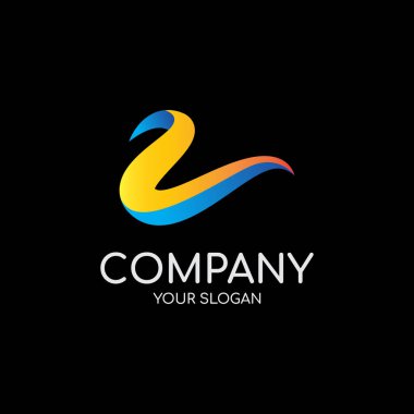 Abstract number two gradient vector logo template