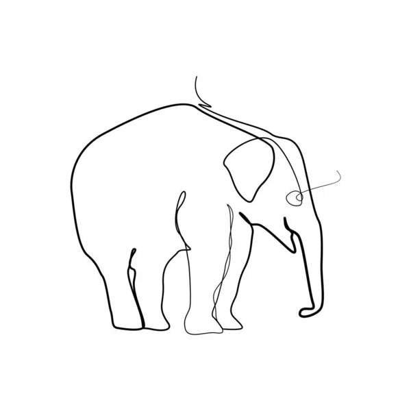 Abstract Lineart Elephant Hand Drawn Vector Illustration — ストックベクタ