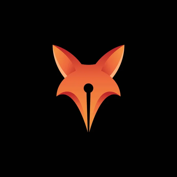 Illustration Vector Logo Template Fox Pen — 스톡 벡터