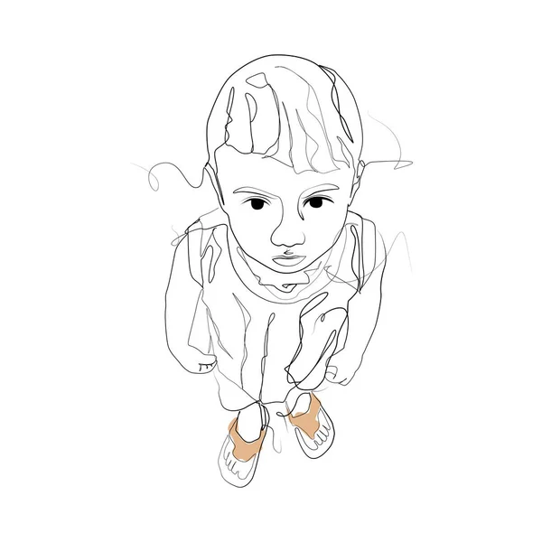 Lineart Vector Illustration Boy — Stockový vektor