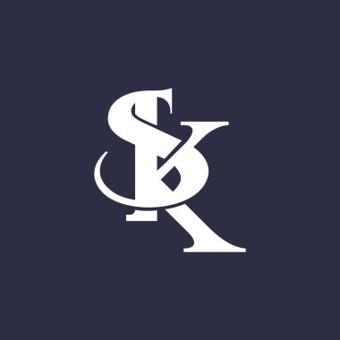 SK ilk harfleri monogram vektör logo şablonu