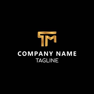 TM monogram ilk harf vektör logo şablonu altın biçiminde