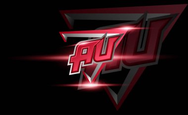 Kalkanlı ilk AU, esport, seğirme ve oyun logosu şablonu için vektör ilk harfleri monogram