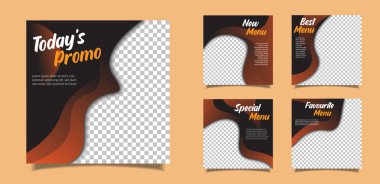 Düzenlenebilir kare afiş şablonu yiyecek ve mutfak Instagram sosyal medya Post promosyon şablonu Premium Vektörü