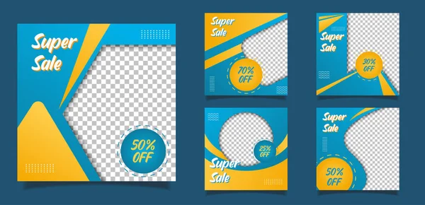 Super Vendita Set Modello Banner Modificabile Post Promozione Sui Social — Vettoriale Stock