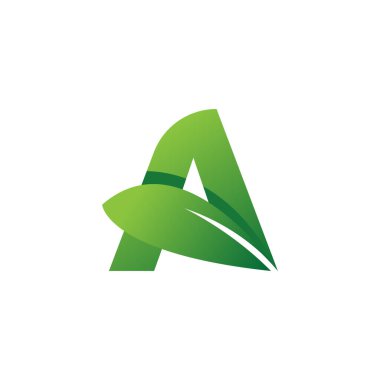 Yaprak monogram vektör logo şablonlu ilk harf A