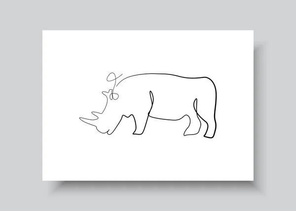 Line Art Rhino Abstract Hand Drawn Vector Illustration Abstract Plant — Vector de stock
