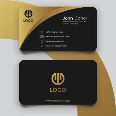 Gradient golden luxury business card template. CMYK Mode