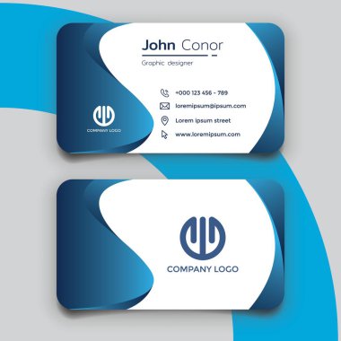 Modern professional blue gradient business card template. CMYK Mode