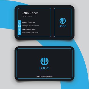 Creative black with blue line business card