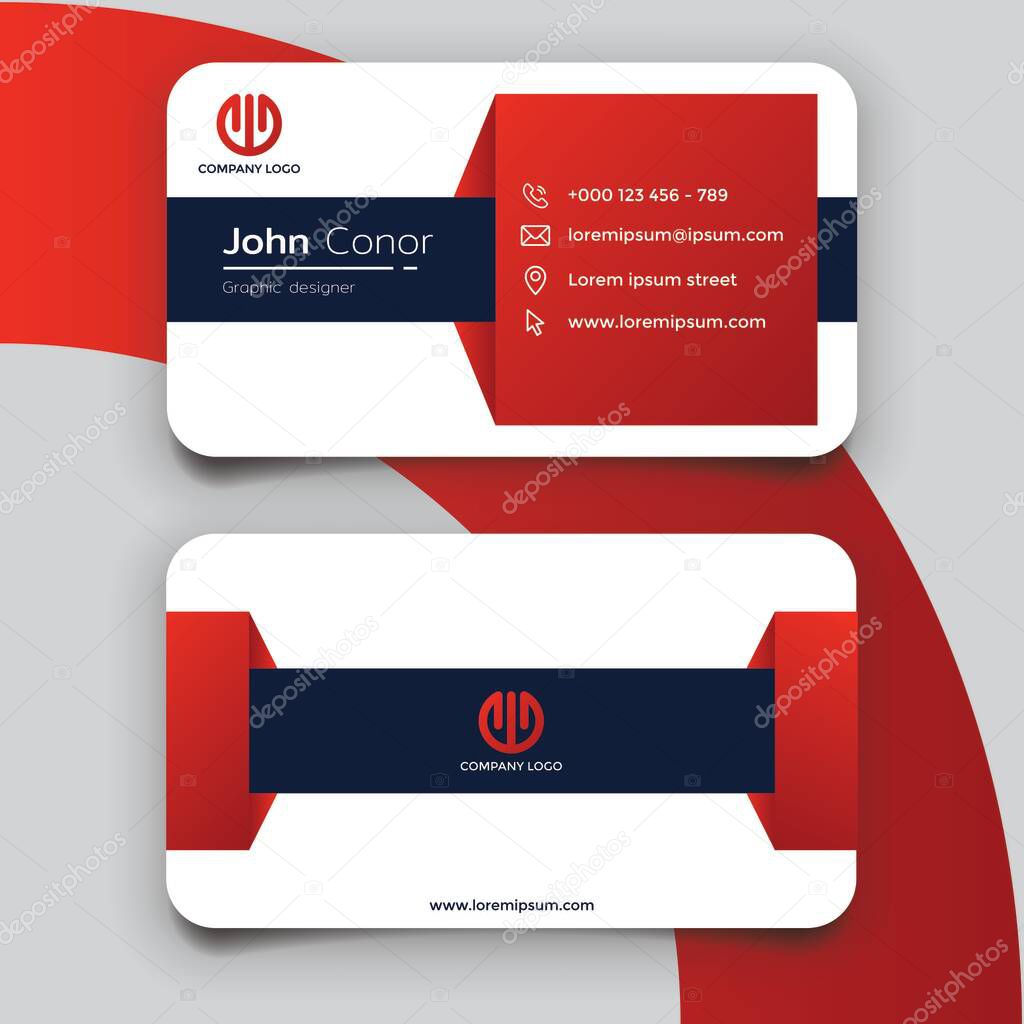 Gradient red modern business card template. CMYK Mode