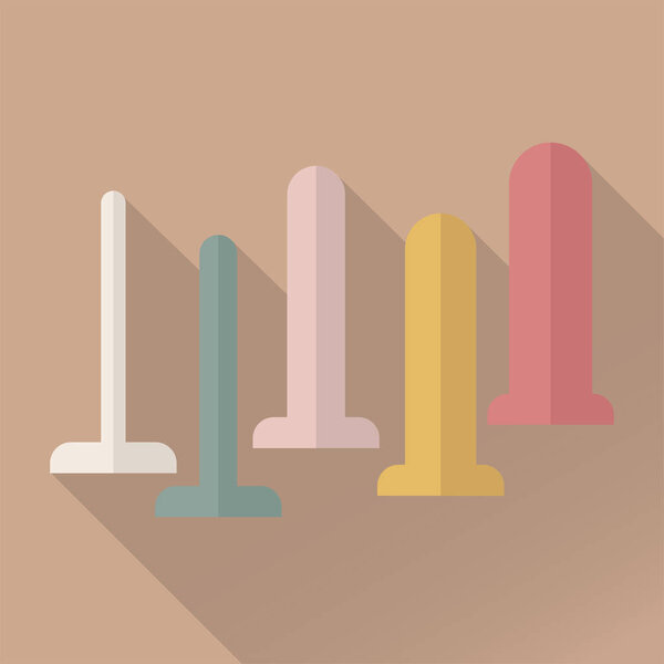 Vaginal dilator set. Tube-shaped device that is used to stretch vagina of person suffering from vaginismus. Kit includes different size dilators ranging from small to large.Can be used for topics like  sex problem, disorder, intercourse, pain