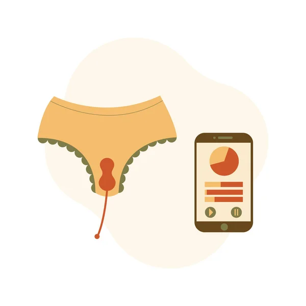 Panties Kegel Trainer Mobile Application Flat Illustration Simulator Device Female — 图库矢量图片