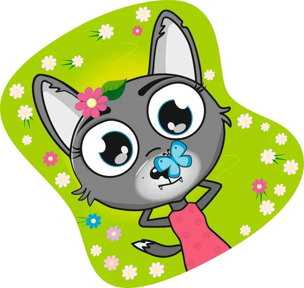 Funny Sticker Wolf Cub Clearing — Stock Photo, Image