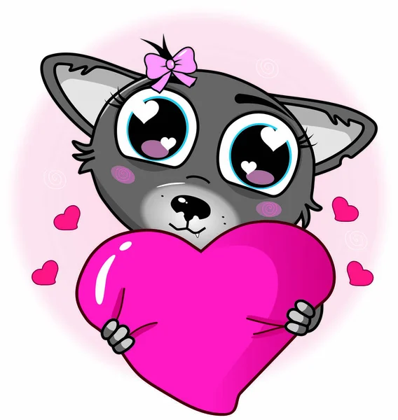 Funny Sticker Love Wolf Cub — Stock Photo, Image