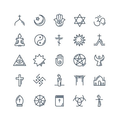 İnce stil vektör din Icons set