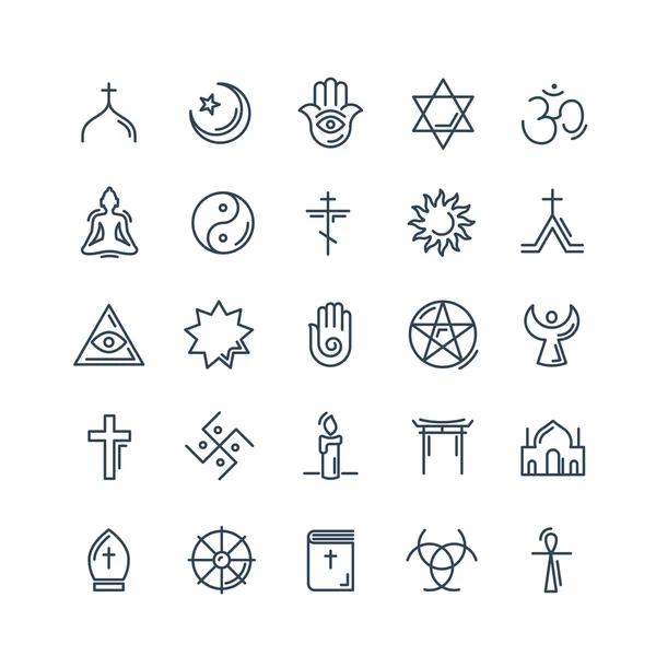 Vektor vallás ikonok beállítása vékony stílus — Stock Vector