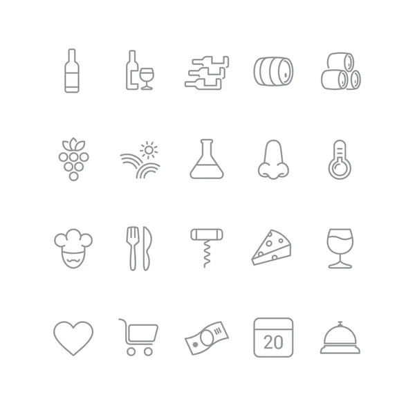 Wine icons set - glass, bottle, restaurant
