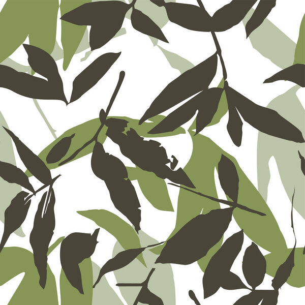 Abstract seamless pattern with leaves. Vector background for various surfaces. Trendy hand drawn textures.