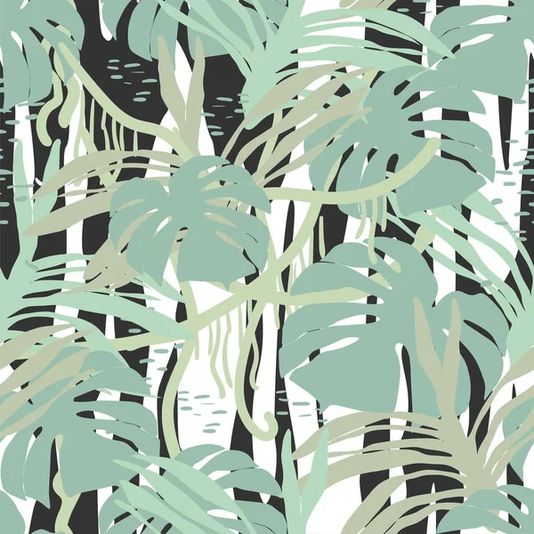 葉とのシームレスなパターンを抽象化 様々な面のベクトル背景 流行の手描きテクスチャ — ストックベクタ