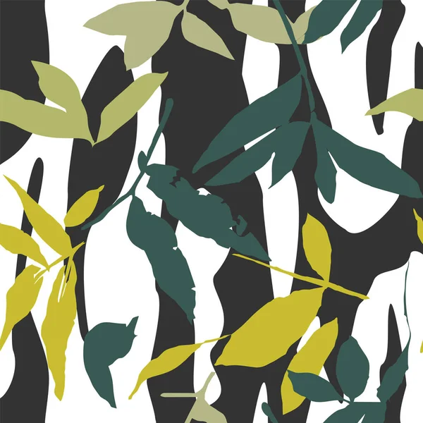 Modèle abstrait sans couture avec des feuilles. Fichier vectoriel. — Image vectorielle