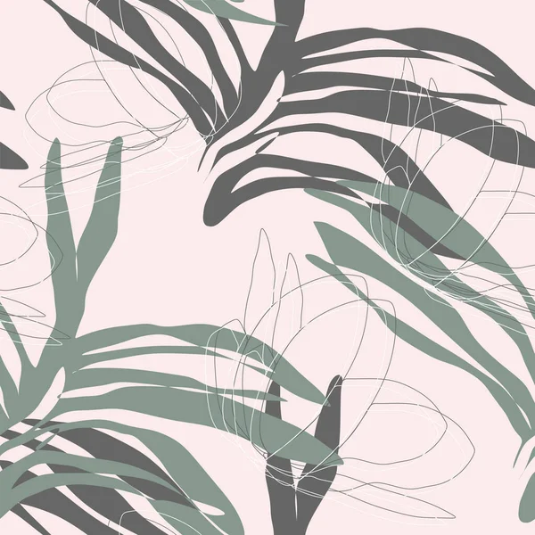 熱帯の葉とベクトルシームレスパターン。流行のスタイル. — ストックベクタ