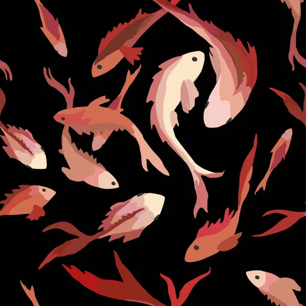 Nahtloses Muster mit abstrakten Fischen. Kreativer Vektor — Stockvektor