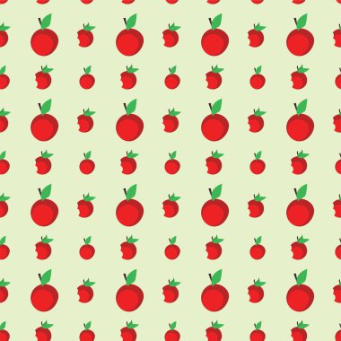 Elma ile Seamless şirin modeli yazdırma bir kumaş kullanılabilir. Sorunsuz vektör çizim. arka plan kırmızı elma ile.