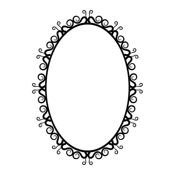Black and white vintage oval frame on a white background — Stock Vector