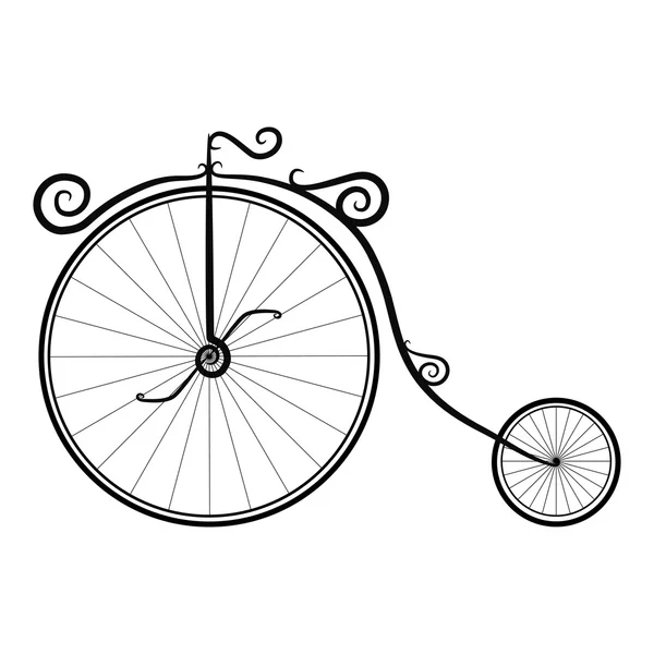 Black and white vintage bicycle on a white background — Stock Vector