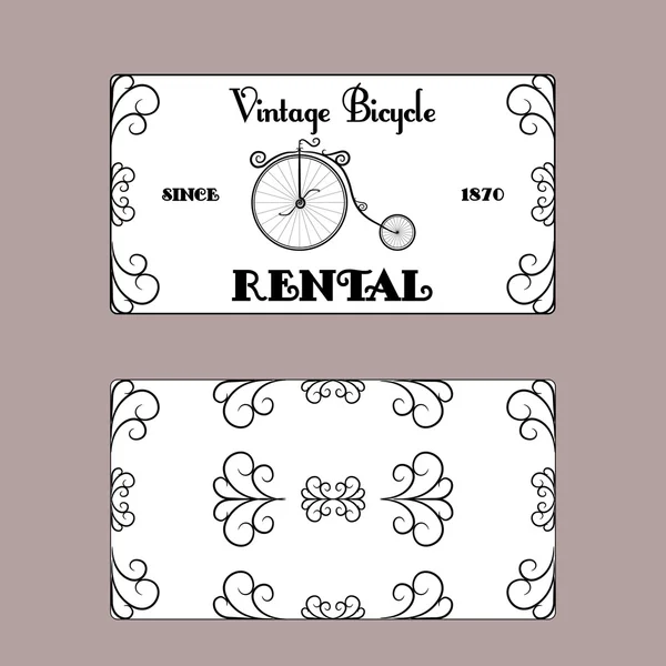 vintage tarzı retro Bisiklet Kiralama taraflı kartvizit
