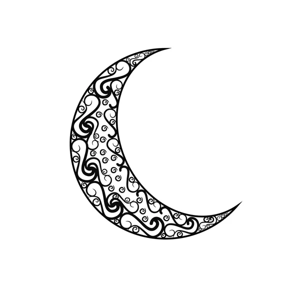 Luna vintage blanco y negro aislado sobre fondo blanco . — Vector de stock