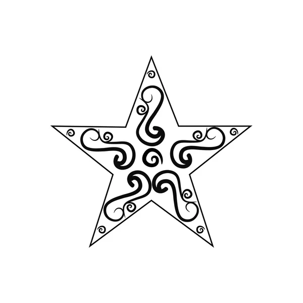 Beyaz arka plan üzerinde izole siyah beyaz vintage yıldız. 