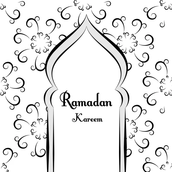 Black and white Ramadan greetings background. Ramadan Kareem means. Mosque. Vector illustration — Stockvector