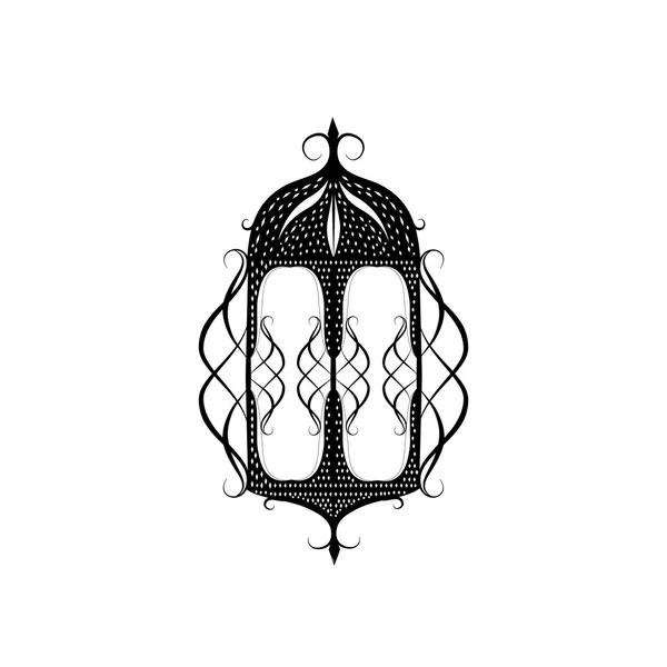 白色背景上的黑色和白色传统灯笼 — 图库矢量图片