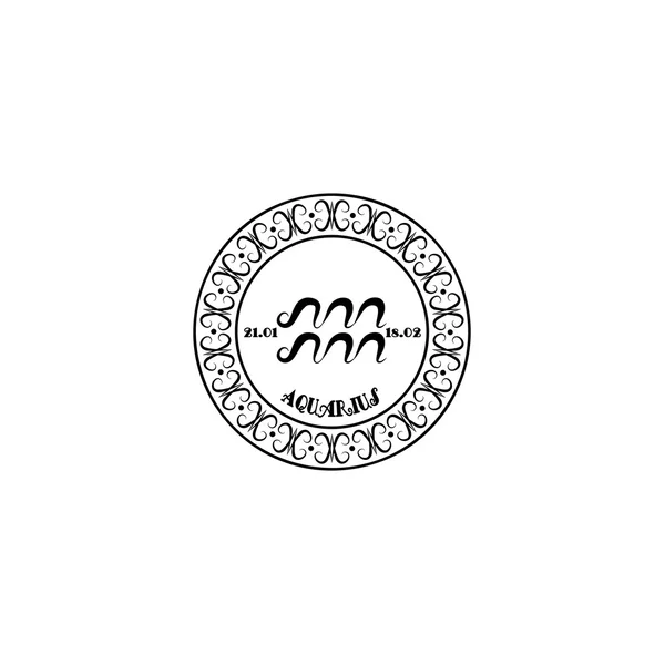 Черный и белый знак Aquarius в винтажном стиле на белом фоне — стоковый вектор