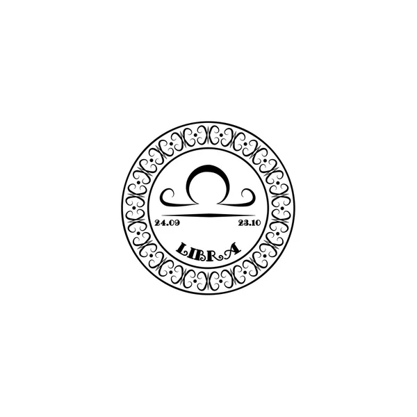 Black and white sign Libra in vintage style on a white background — стоковий вектор