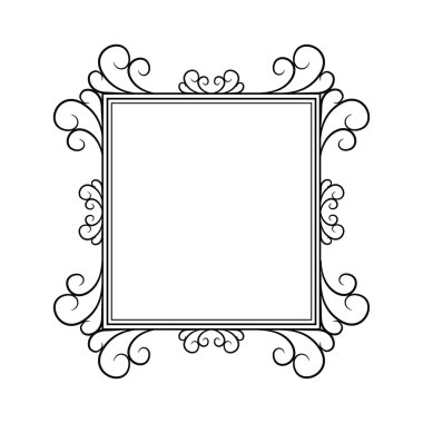 Beyaz arka planda siyah beyaz vintage kare çerçeve