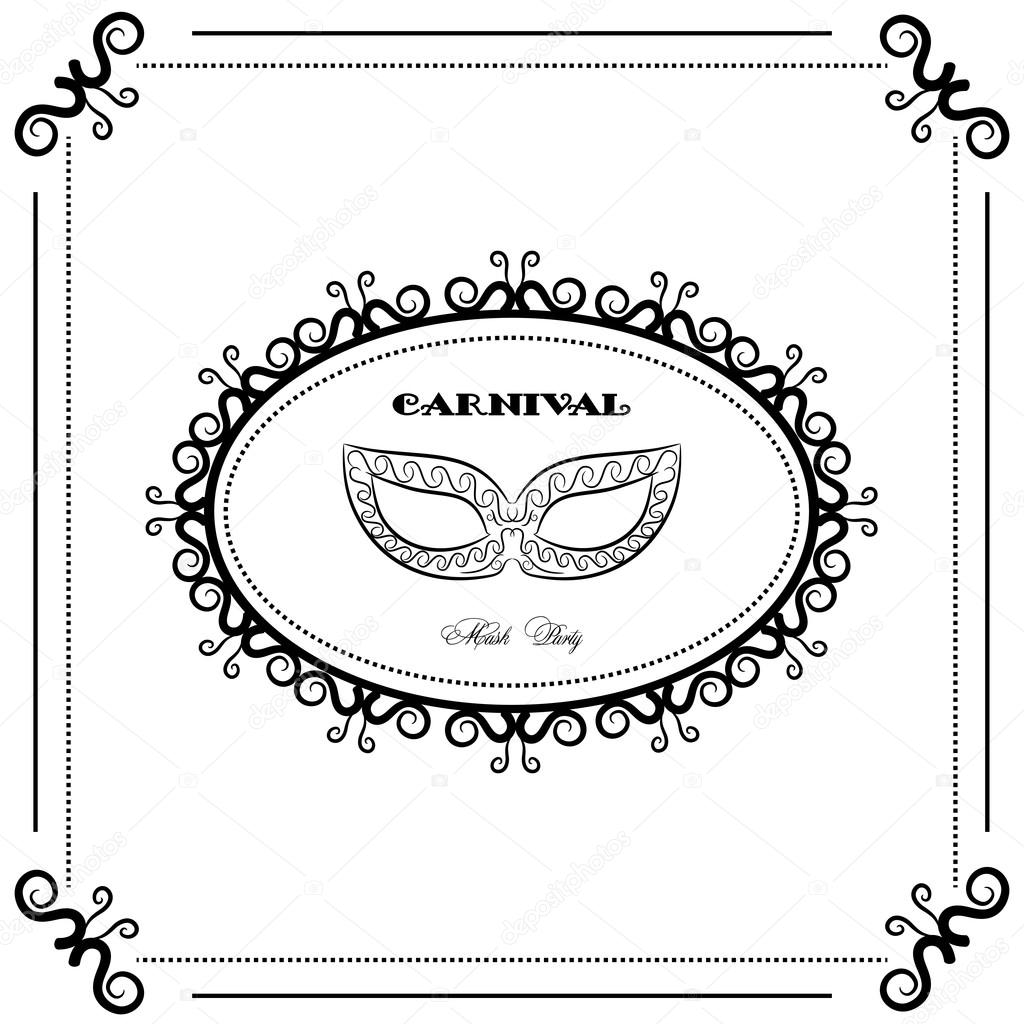 Black and white Carnival backgraund, vintage mask, mask party