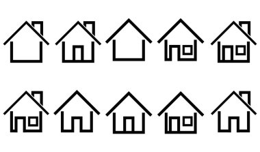 Ev simgesi vektör illüstrasyonunun kümesi