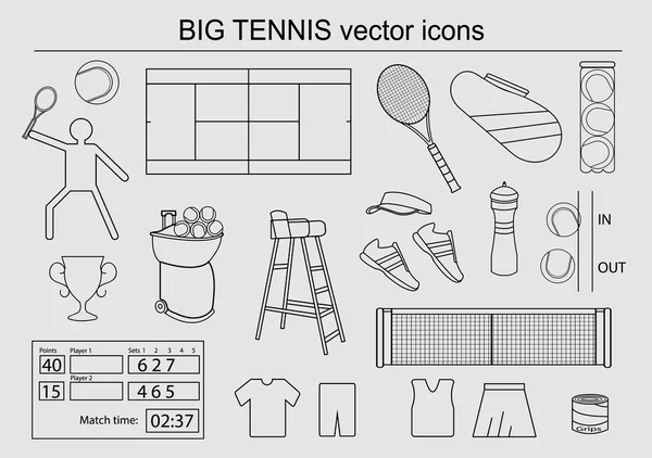 Állítsa be a nagy tenisz-vektor ikonok — Stock Vector