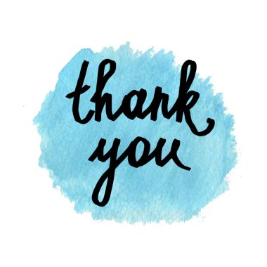 Soyut el çizilmiş gerçek suluboya mavi nokta alıntı thank y ile