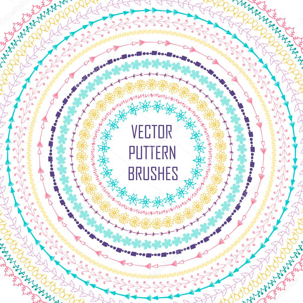 Set of handdrawn vector pattern brushes.