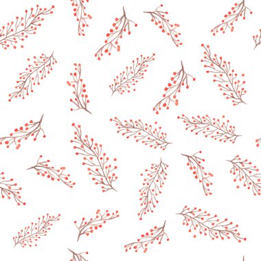 Hand drawn watercolor autumn leaves, twigs seamless pattern. Illustration.