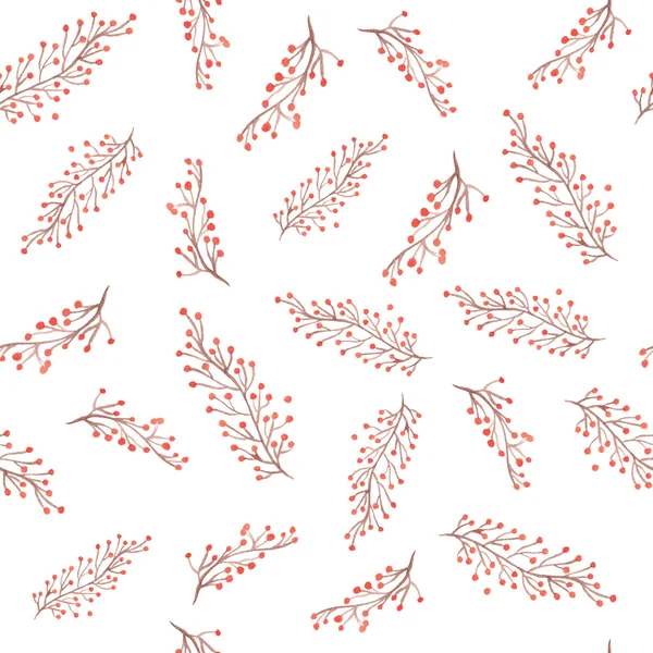 Hand drawn watercolor autumn leaves, twigs seamless pattern. Illustration.