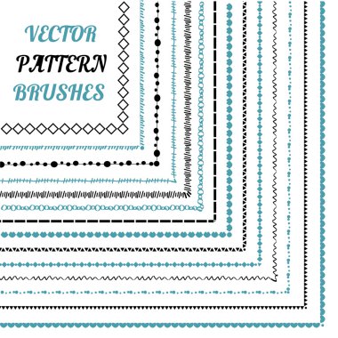 Vektör desen fırçaları kümesi. Süs vuruşlu çerçeveler