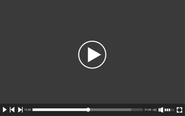 Web için video medya oynatıcı tasarım şablonu, vektör çizimi.