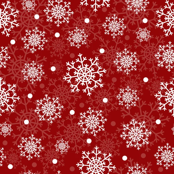 Kar taneleri ile dikişsiz kırmızı Christmasa desen. Kış lık geçmişi. Noel şablonu.