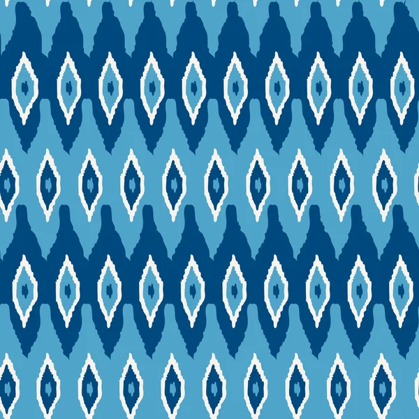 Ikat damask dikişsiz desen. Tekstil, duvar kağıdı, kart veya ambalaj kağıdı için mavi ikat arka plan.