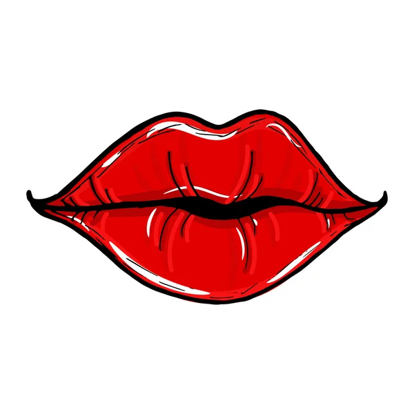 Boca femenina con labios rojos. Labios para mujer aislados sobre un fondo blanco. Ilustración vectorial de labios sexy . — Vector de stock